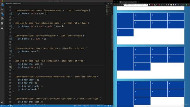 35 Spanning Grid Items using the gridarea property смотреть онлайн