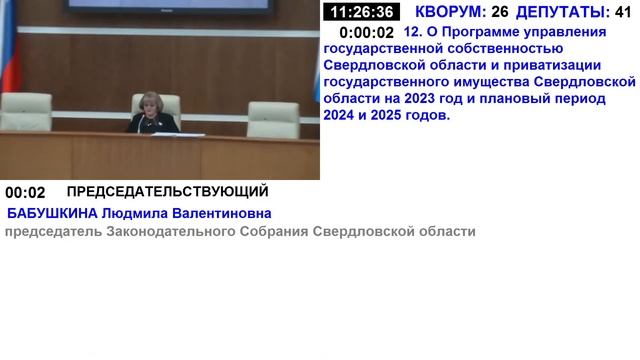 Шестнадцатое заседание Законодательного Собрания Свердловской области 6 декабря 2022 г. смотреть онлайн