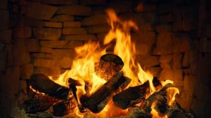Фон КАМИН (3 часа огонь) с горящими поленьями и потрескивающими звуками огня для отдыха