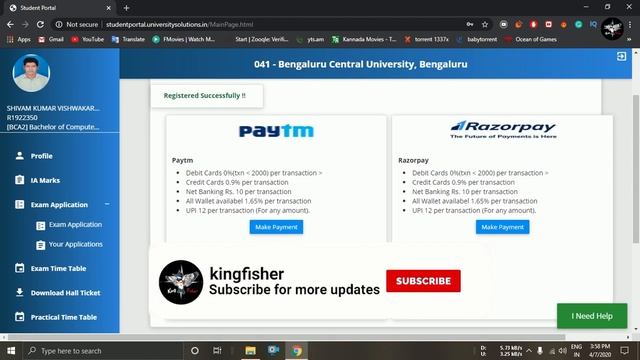 Bengaluru Central University - BCU || Pay Your EXAM FEES OnlineTHROUGH STUDENT PORTAL WebSite | BCA смотреть онлайн