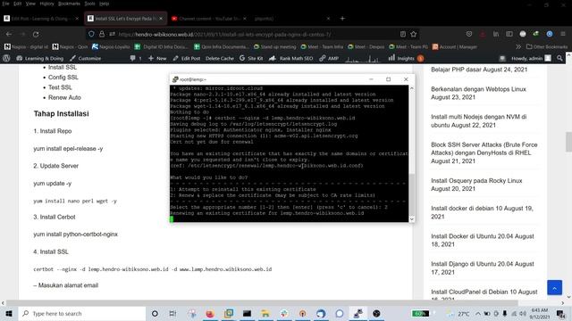 Tutorial Cara Install SSL Let’s Encrypt pada Nginx di CentOS 7 смотреть онлайн