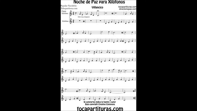 Silent Night Carol sheet music for xylophone and metallophone Christmas Song смотреть онлайн