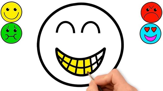 Раскраска смайликов рисование для детей coloring emoji painting drawing for kids смотреть онлайн