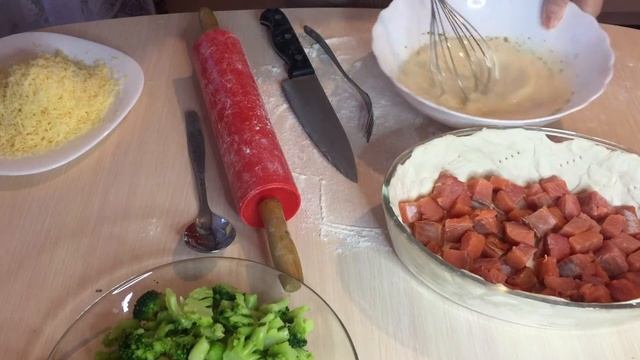 КИШ ЛОРЕН с брокколи и красной рыбой.Быстрый и простой рецепт.#кишлорен #quicheloraine #кишсрыбой смотреть онлайн