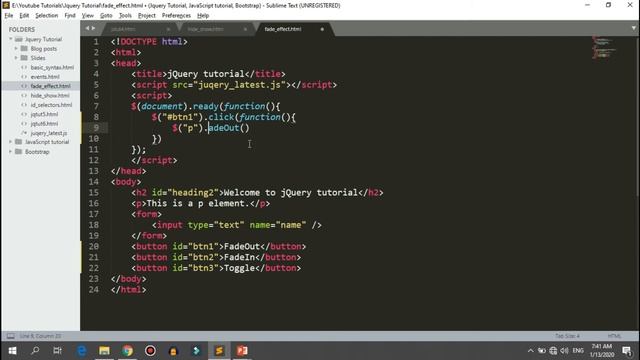 jQuery Tutorial for beginners in Hindi | fadeIn() and fadeOut() effect (Part-09) | CSEtutorials смотреть онлайн