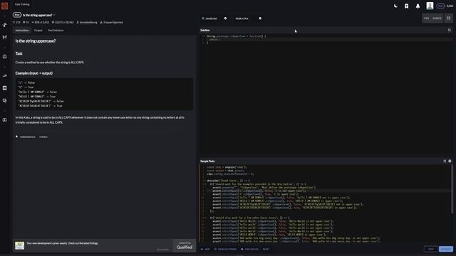 Is the string uppercase? - JavaScript solution ( CODEWARS SERIES ) смотреть онлайн