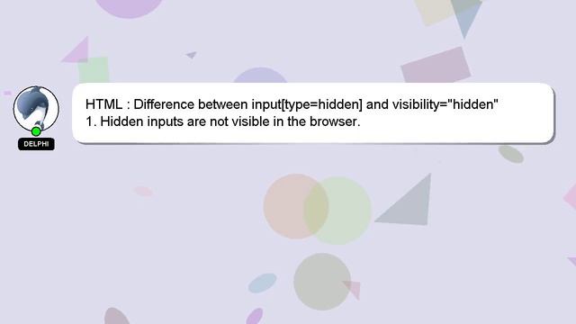 HTML : Difference between input[type=hidden] and visibility="hidden" смотреть онлайн