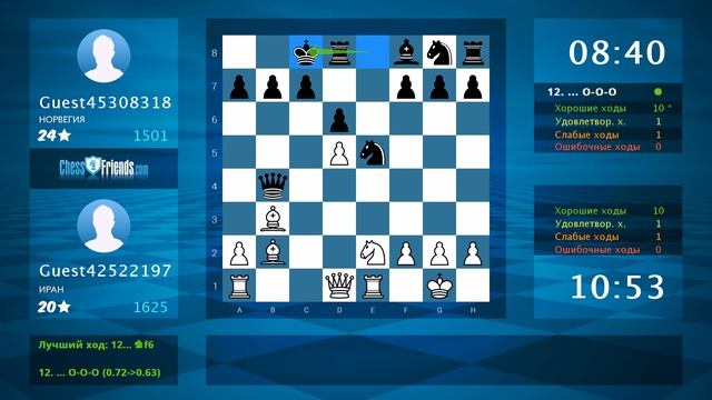 Анализ шахматной партии: Guest42522197 - Guest45308318, 1-0 (по ChessFriends.com) смотреть онлайн