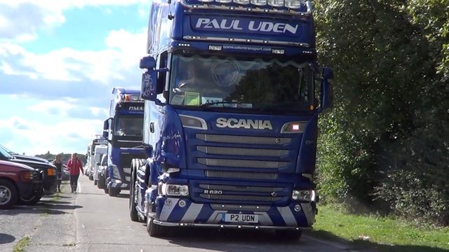Scania V8, Volvo Fh... Trucks leaving Newark showground 2014. смотреть онлайн