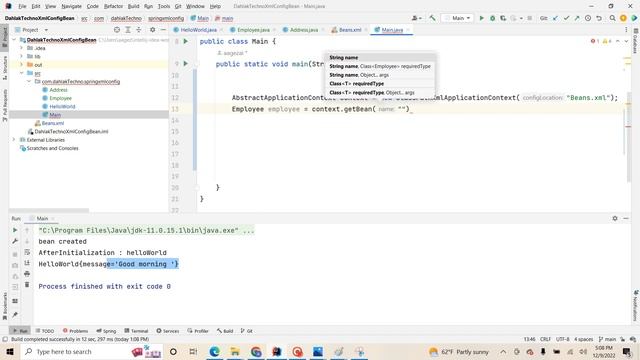 Spring Beans Auto-wiring Example using XML Configuration смотреть онлайн