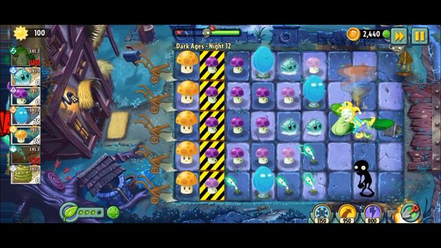 Прохождение Pvz 2, 12 уровень Dark Ages