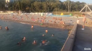 Развлечения на пляже Кудепста, Сочи, Вечерний пляж Кудепсты, Прыжки на море в Кудепсте, 29/08/2021,