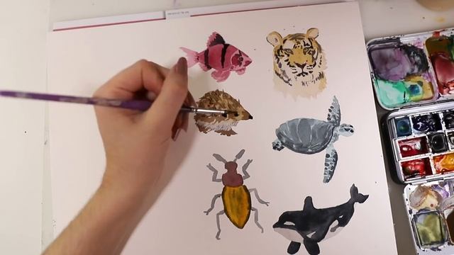 How to Paint Watercolor Animals (Beginner Friendly Tutorial) смотреть онлайн