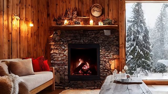 Камин, уютный вечер, джаз, домашняя обстановка для сна и отдыха смотреть онлайн