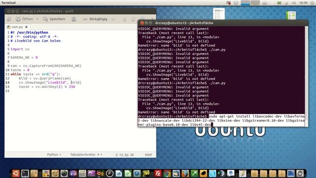 camAufnahme Python unter Ubuntu 13.04 смотреть онлайн
