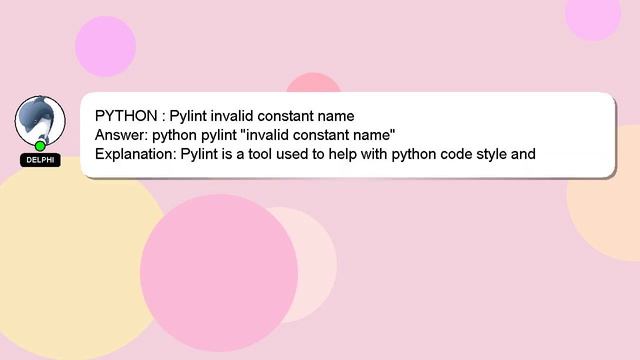 PYTHON : Pylint invalid constant name смотреть онлайн