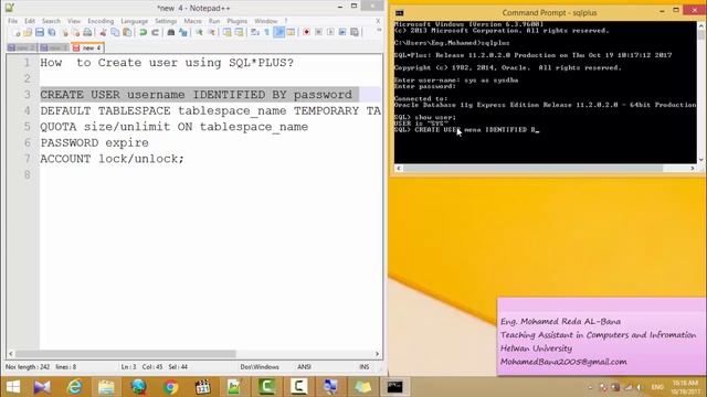 4- How to Create user using SQL*PLUS смотреть онлайн
