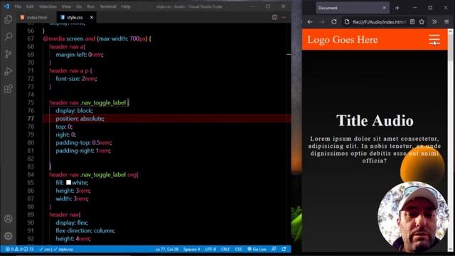 Responsive NavBar with Dropdown | Audio website from scratch using HTML CSS Python and Java Script смотреть онлайн