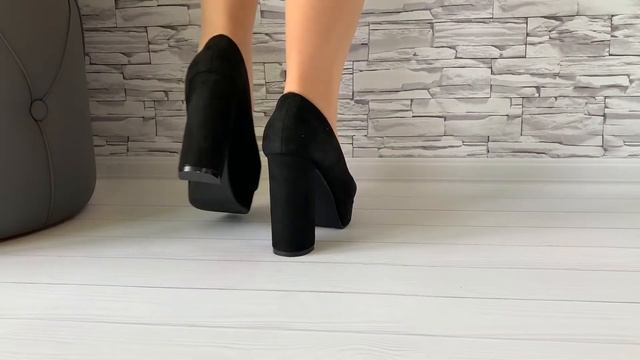 Туфли чёрные на платформе и высоких каблуках эко замша смотреть онлайн