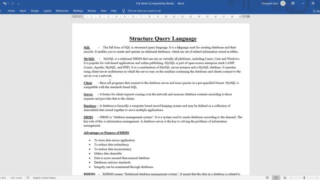 Structured Query Language (Part 2) - MySQL, Client, Server, Database, DBMS and their advantage смотреть онлайн
