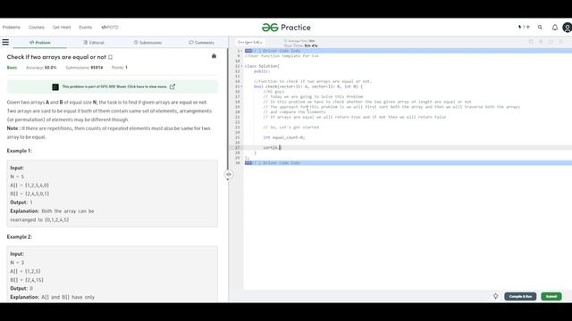 Check if two arrays are equal or not | Arrays | Leetcode Problem смотреть онлайн