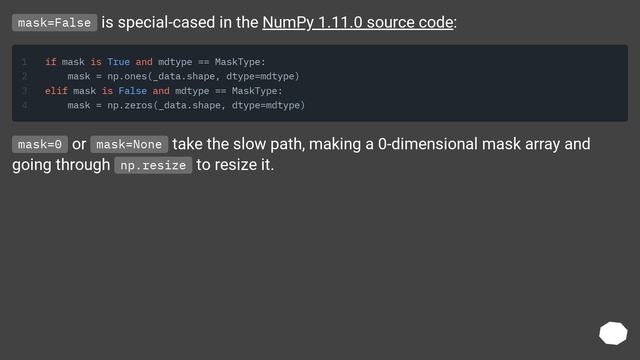 Why is creating a masked numpy array so slow with mask=None or mask=0 смотреть онлайн