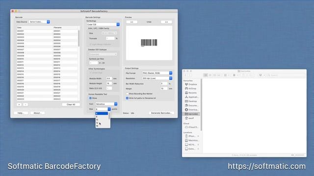 Softmatic BarcodeFactory bulk creation of barcodes Code 128 смотреть онлайн