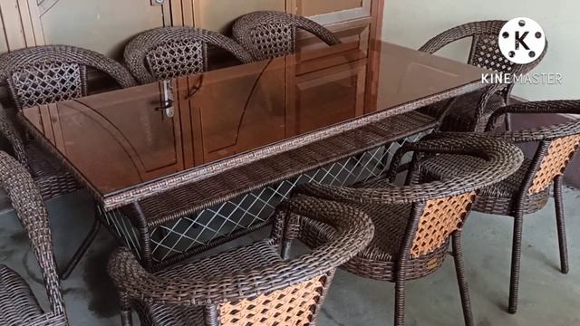 Takbe Rattan Stol Stul 8 Kishilik / такбе раттан стол стул 8 кишилик