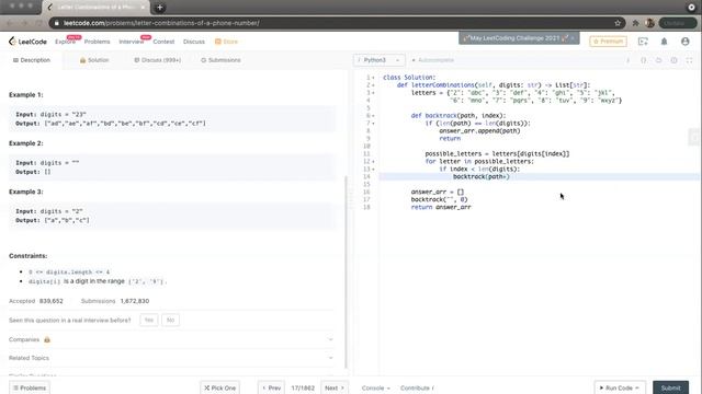 17. Letter Combinations of a Phone Number(Python solution) смотреть онлайн