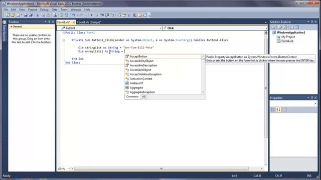 Learn Visual Basic - #39 - Splitting Strings Into Arrays смотреть онлайн