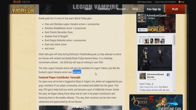 ‹ AQW › Onyx Legion Vampire de GRAÇA POR LTS! ‹ Mirkz › смотреть онлайн
