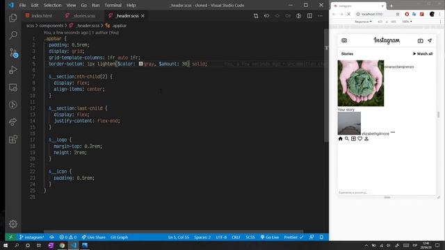 Instagram con HTML y SASS (BEM) смотреть онлайн