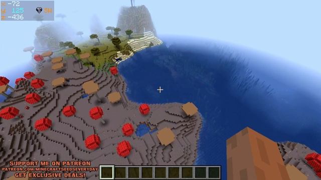 Minecraft Java 1.16.5 Seed: Spawn on a mushroom island with acacia village смотреть онлайн