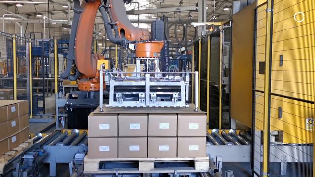 Palletization of cardboard boxes with steel fibers. KUKA and ACaRS - case study. смотреть онлайн