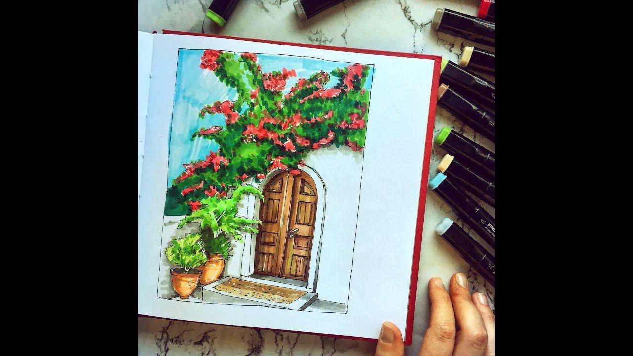 Обзор маркеров Finecolour + урок скетчинга смотреть онлайн