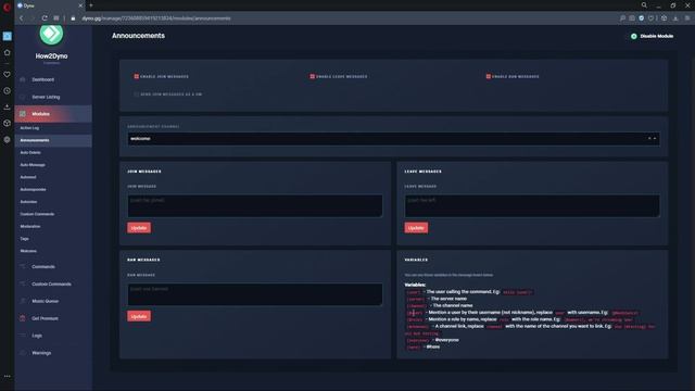 Dyno Bot Tutorials - How to use the Announcements Module смотреть онлайн