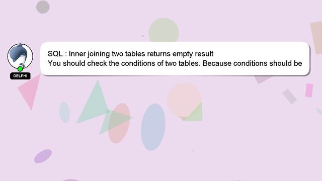 SQL : Inner joining two tables returns empty result смотреть онлайн