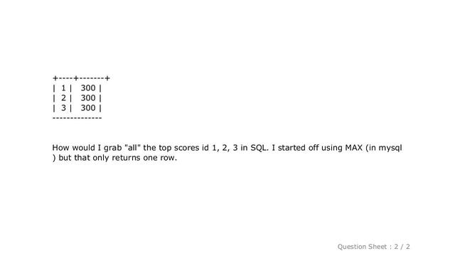 MySQL : Return all rows with the "MAX" value in SQL? смотреть онлайн