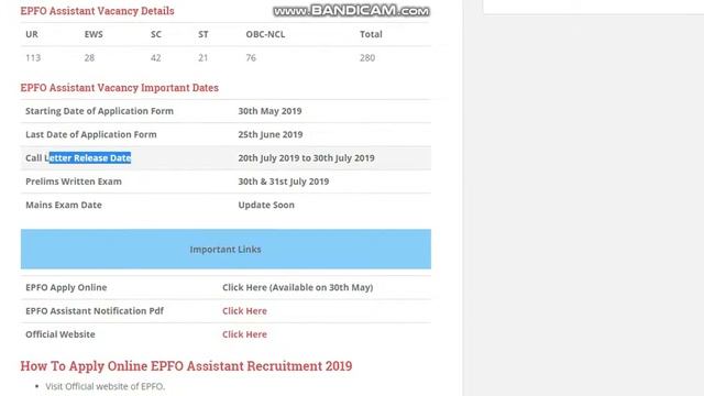 EPFO Assistant Recruitment 2019 Apply Online for 280 Vacancy | www.epfindia.gov.in смотреть онлайн
