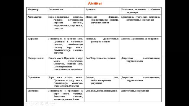 Нейротрансмиттеры в ЦНС