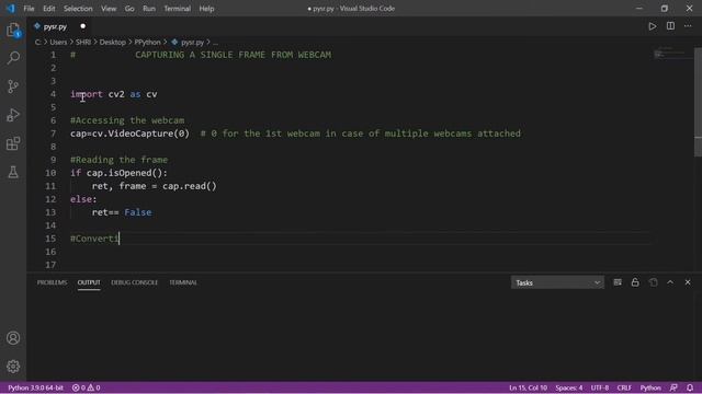 Capturing frame from webcam | OpenCV | Python смотреть онлайн