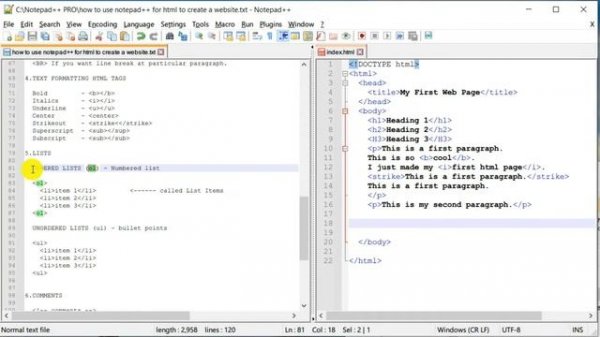 HTML For Beginners Full Course: Create a simple Basic HTML Website using Notepad++