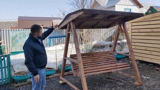 Обзор качели с крышей из гибкой черепицей смотреть онлайн