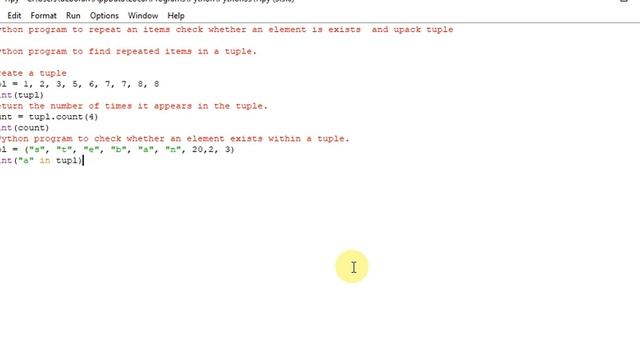 Python program to repeat an items check whether an element is exists and upack tuple смотреть онлайн