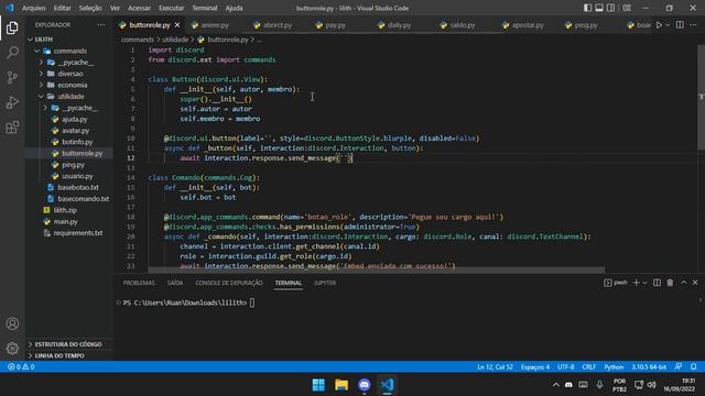 Comando de clicar e ganhar cargo em Slash Commands (/) | Discord.py 2.0 смотреть онлайн