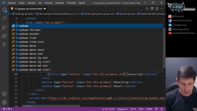 Grupo de botões no Bootstratp [botões Bootstrap] - Curso de Bootstrap - Aula 12 смотреть онлайн