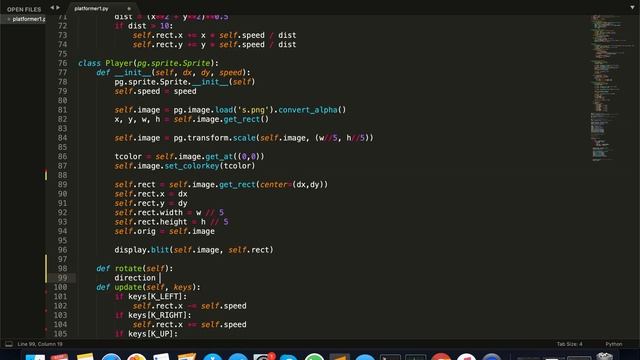 Pygame. Вращение персонажа