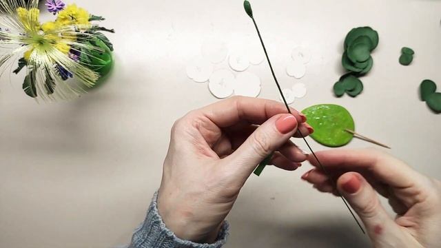Эвкалипт из фоамирана для букетов, бутоньерок, интерьерных композиций. Sprig Of Eucalyptus From Foa