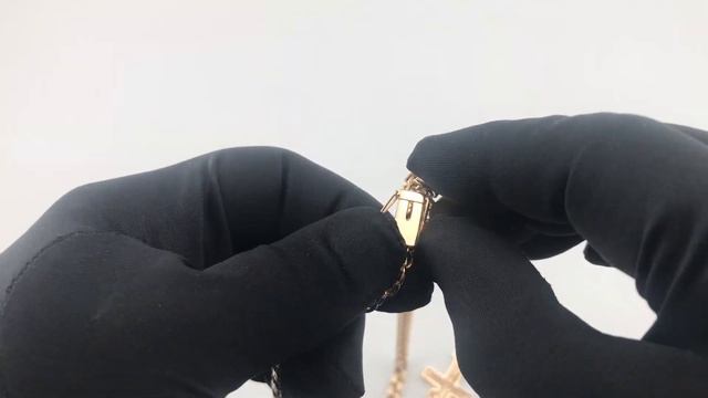 Арт. А0245 Золотая цепочка бисмарк 60 см ширина 7 мм с крестом смотреть онлайн