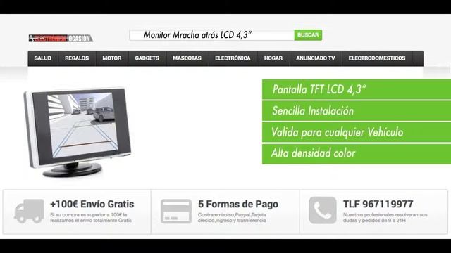 Monitor Marha atrás LCD 4,3" Con soporte para sujección vehículos смотреть онлайн